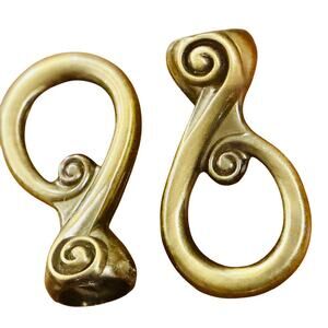 Pair Bronze Curtain Rod Brackets – Scroll Design Wall Mount